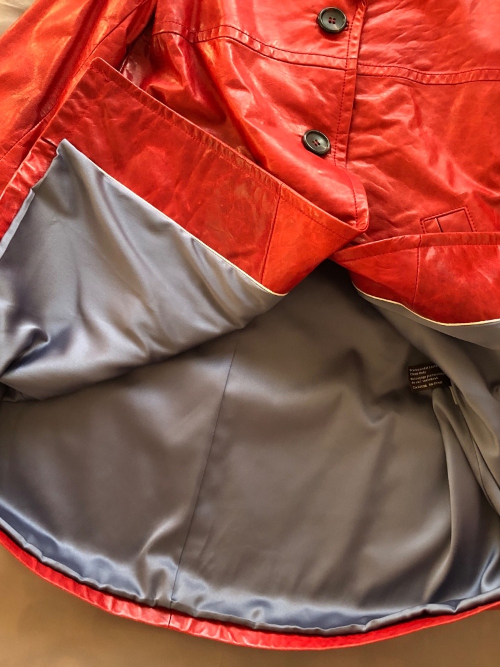 Danier Red Trench Style Leather Coat - Picture 8 of 8
